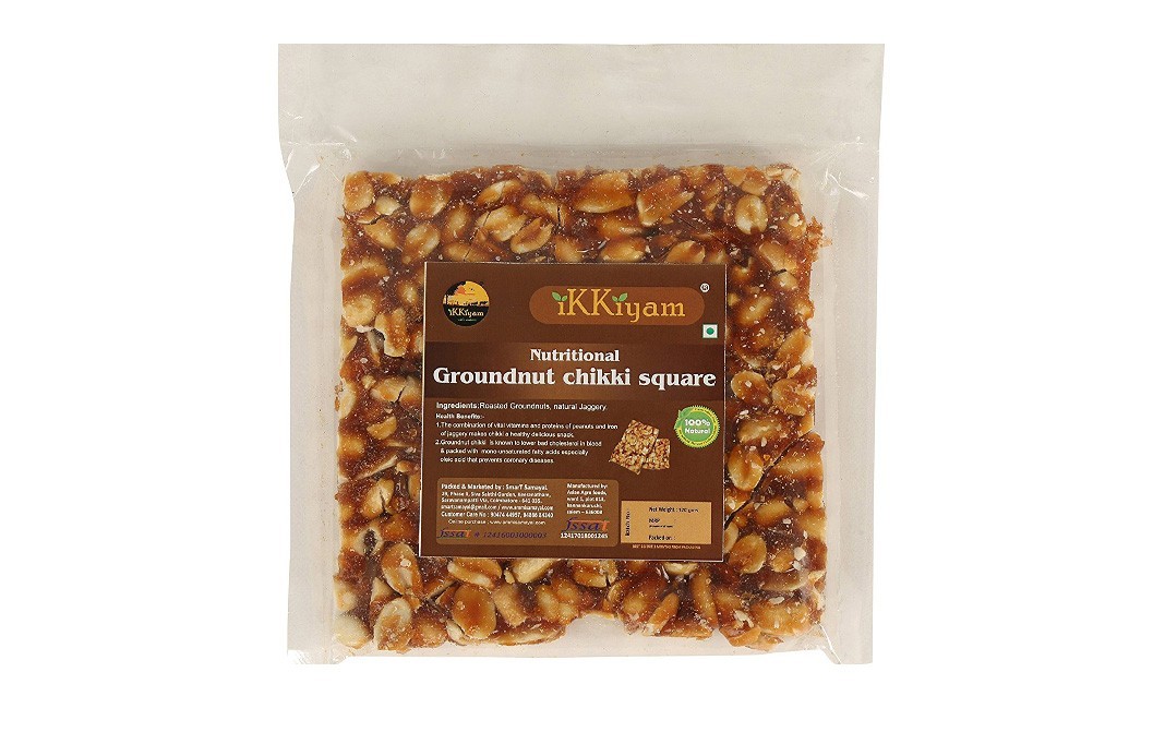 Ikkiyam Nutritional Groundnut Chikki Square   Pack  120 grams